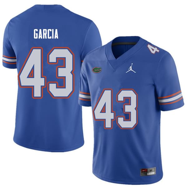 Men's NCAA Florida Gators Cristian Garcia #43 Stitched Authentic Jordan Brand Royal College Football Jersey PMN4265PJ